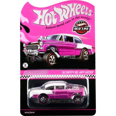 Hot Wheels RLC Exclusive ’55 Chevy Bel Air Gasser – Pink & White Metal/Metal Premium Diecast