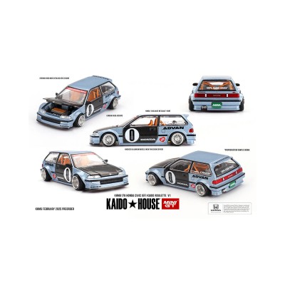 (ÖN SATIŞ) Mini GT 1/64 KaidoHouse Honda Civic (EF) Kaido Roulette V1 KHMG179