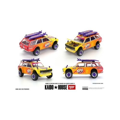 (ÖN SATIŞ) Mini GT 1/64 KaidoHouse Datsun KAIDO 510 Wagon 4x4 Kaido ISLANDS V1 KHMG210