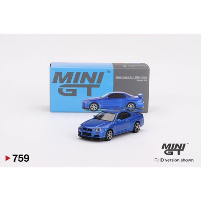 Mini GT 1/64 Nissan Skyline GT-R (R34) V-Spec Bayside Blue MGT00759